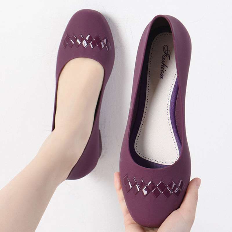 Baotou Single Shoes Waterproof Shoes Fashionable Non-slip Rain Shoes Women's Summer Thick Heel Rubber Shoes Overshoes Spring and Autumn Wear Low-top