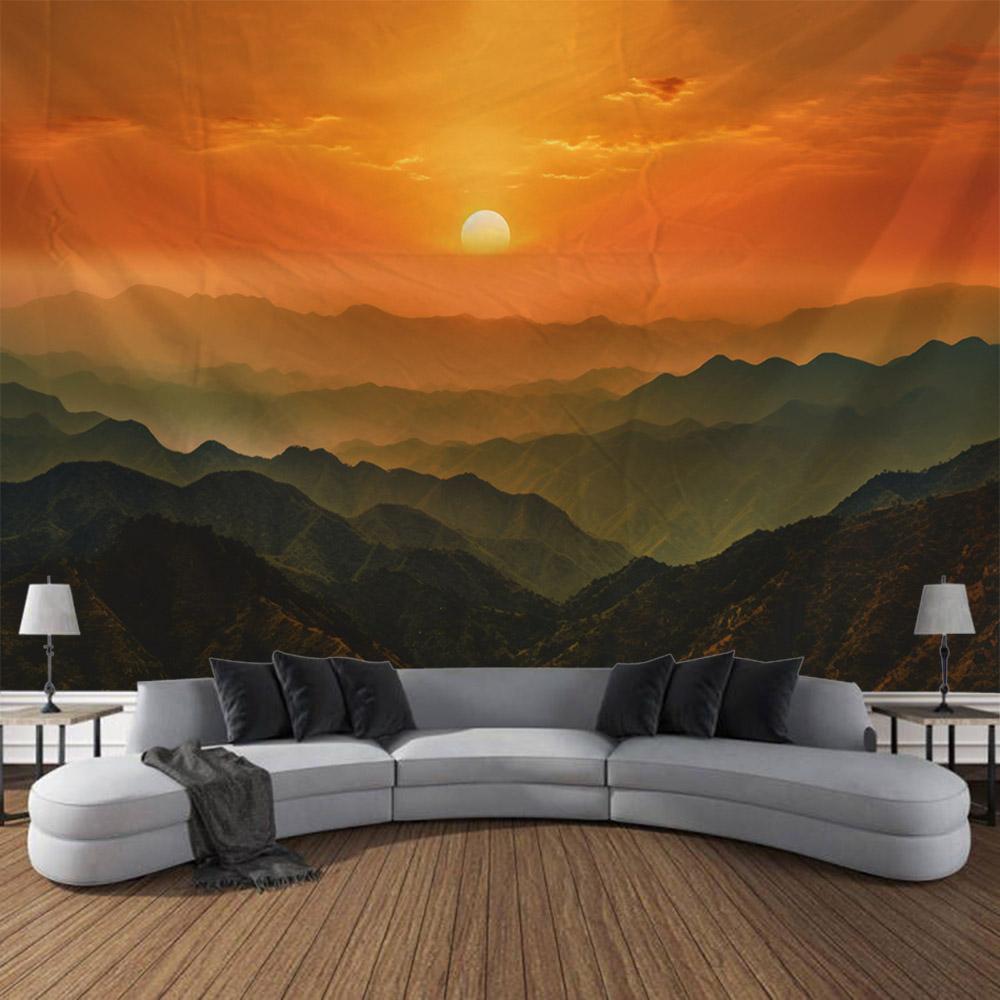 Mountains, Rivers, Forests, Sunrise Tapestry, Living Room, Bedroom, Dormitory, Art Background Cloth Poster For Wall Decoration