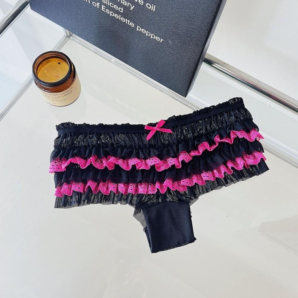 Bow Mesh Women's Underwear Ruffle Sweet Lace Briefs Cute Lace Panties Gift