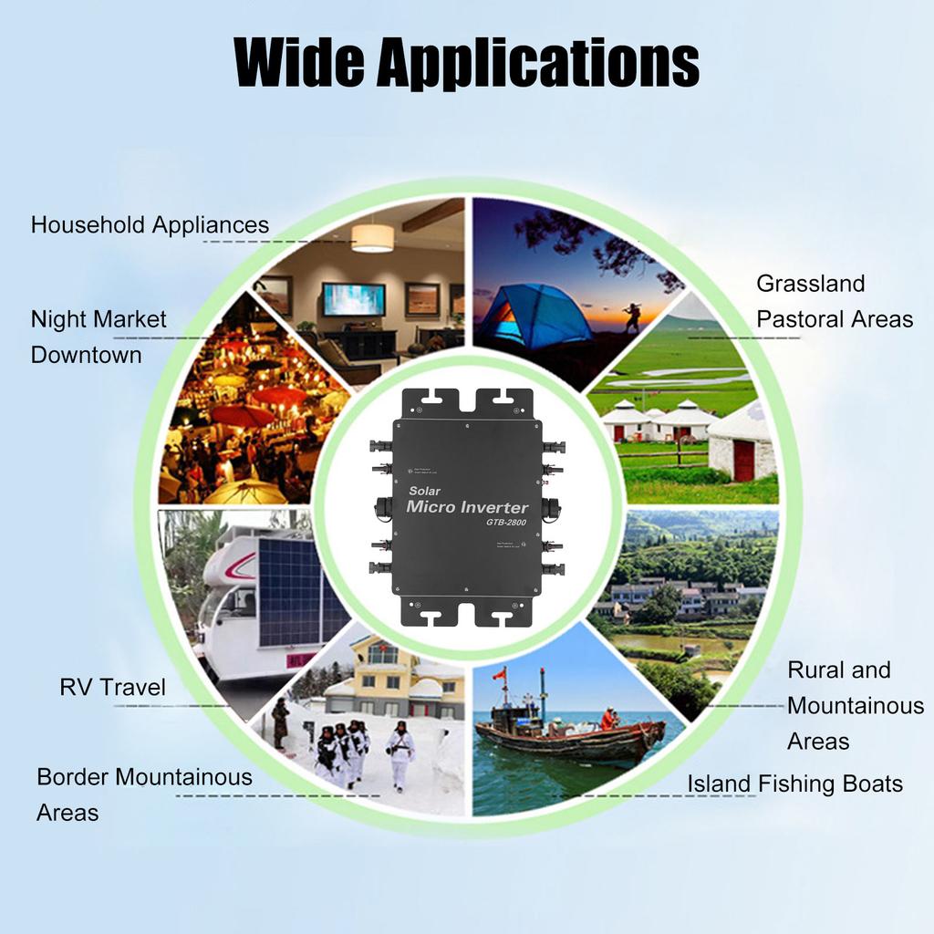2800W Solar Grid Tie Inverter MPPT Power Micro Inverter with WiFi Control IP65 Waterproof EU Type