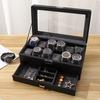 Leather Watch Storage Box Multifunctional Jewelry Organizer Boxes Black Portable Wrist Watches Jewelry Display Packaging Case
