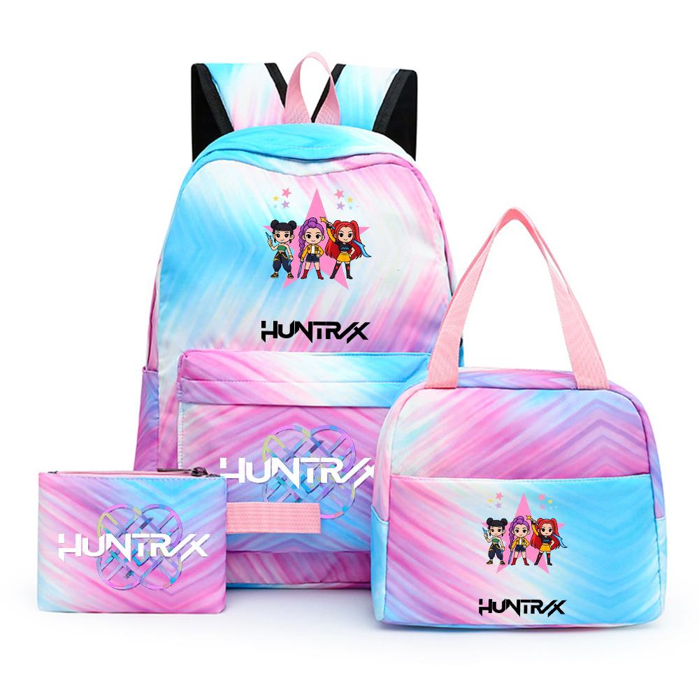 3Pcs/set Anime Demon Hunters Printed Backpack with Shoulder Bag Pengcil Case for Teenager Large Capacity Waterproof Bookbag Back To School Gift