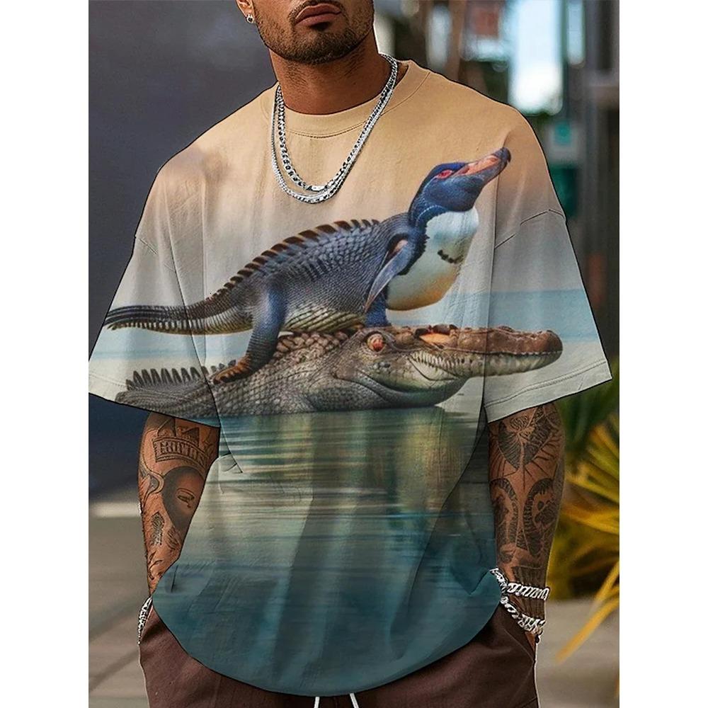 

Мужские рабочие рубашки Мужские футболки Топы Подарки Мужские Женские Повседневные Футболка с коротким рукавом и круглым вырезом с принтом животных: акула, крокодил XL