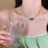 Green zircon butterfly necklace accessories women's collarbone chain neck chain light luxury niche