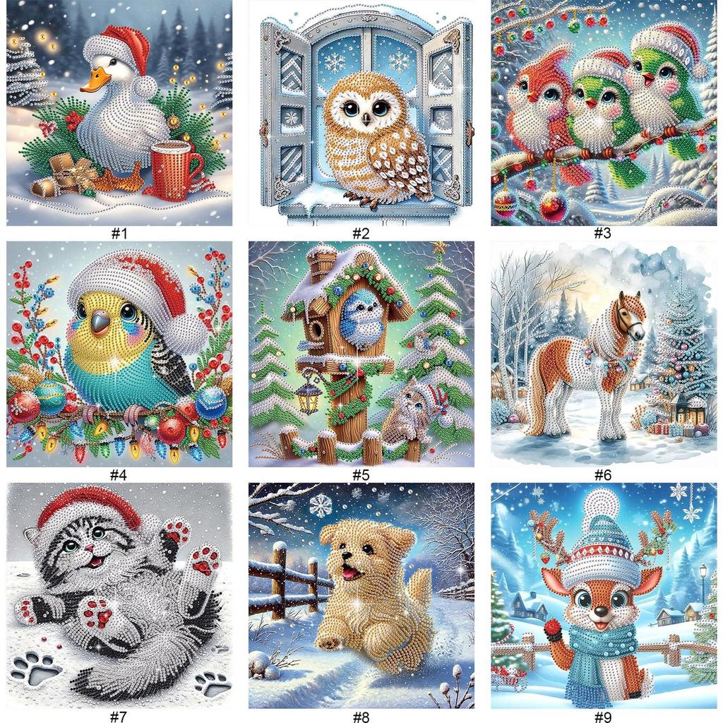 Winter Animals 5D DIY Diamond Art Painting Kits for Home Wall Decor Diamond Art Kits DIY Gem Art Diamond Painting Kits 30x30cm