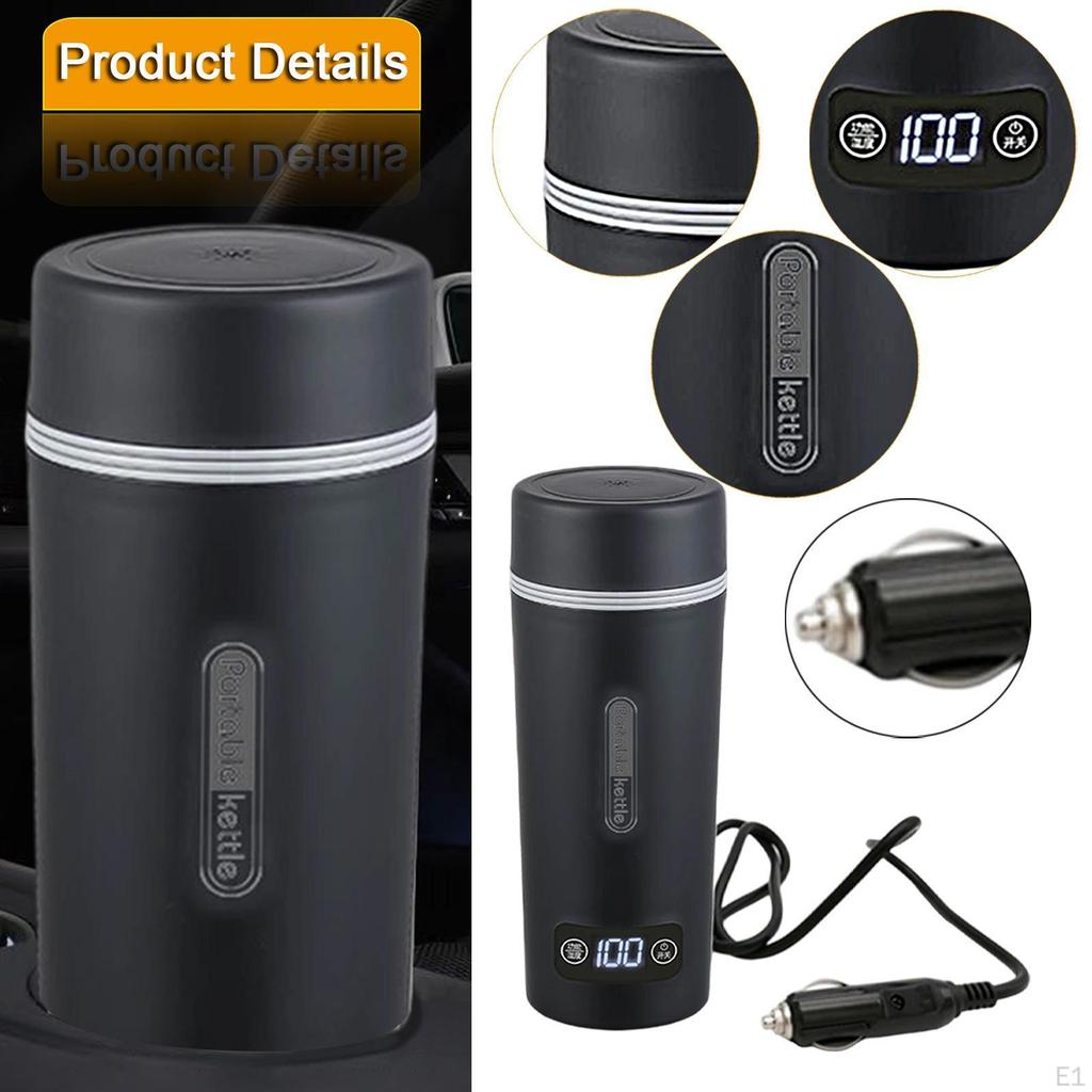 Car Electric Kettle Heated Travel Mug Cold Water 450ml Lightweight Boiler Heating Cup for