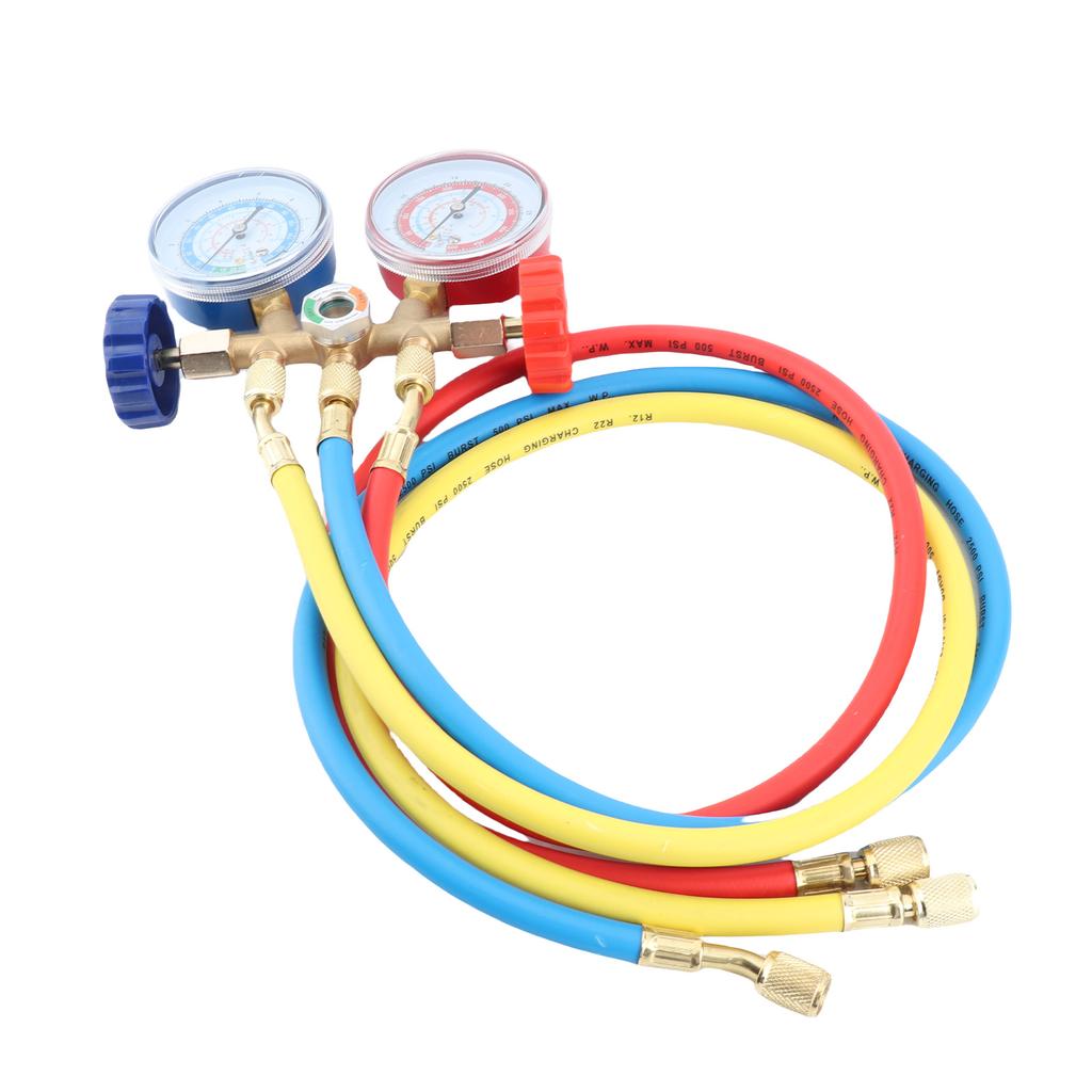 Refrigerant Manifold Gauge Air Conditioning Refrigerant Charging Hoses with Gauge for R12 R22 R404A R134A