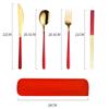 Tableware Set of 4pcs Portable Stainless Steel Knife Fork Spoon Chopsticks Travel Tableware With Box Picnic Camping Cutlery Set