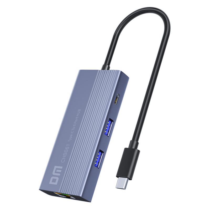 

DM CHB061 Type-C Hub Aluminum Alloy USB Docking Station with Gigabit Ethernet/HD/PD Charging As Shown A