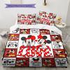 Red Patchwork Mickey & Minnie Couple Print Bedding Set, A Warm and Comfortable Choice for Decorating A Child's Bedroom.