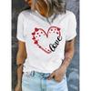 Heart Print T-Shirt Short Sleeve Crew Neck Casual Top for Summer Spring Clothing Harajuku Short Sleeve Clothes