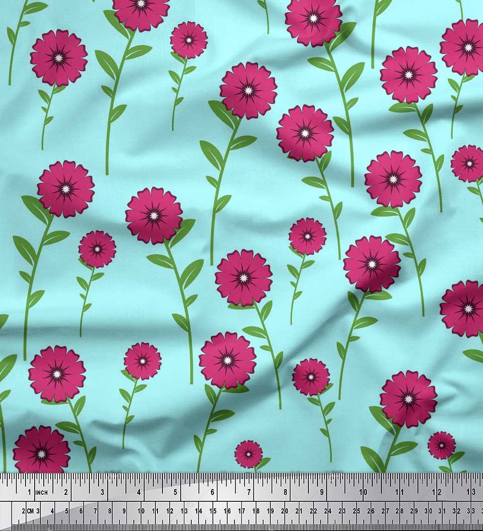 

Тканина для рукоділля Soimoi Japan Crepe Satin Leaves & Floral Clip Art Printed на метр 42 дюйма 42 Inch Wide - Poly Crepe зелений