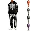 Men's Funny Skeleton Hoodie Halloween Costume Set with Long Sleeve Pullover and Pants