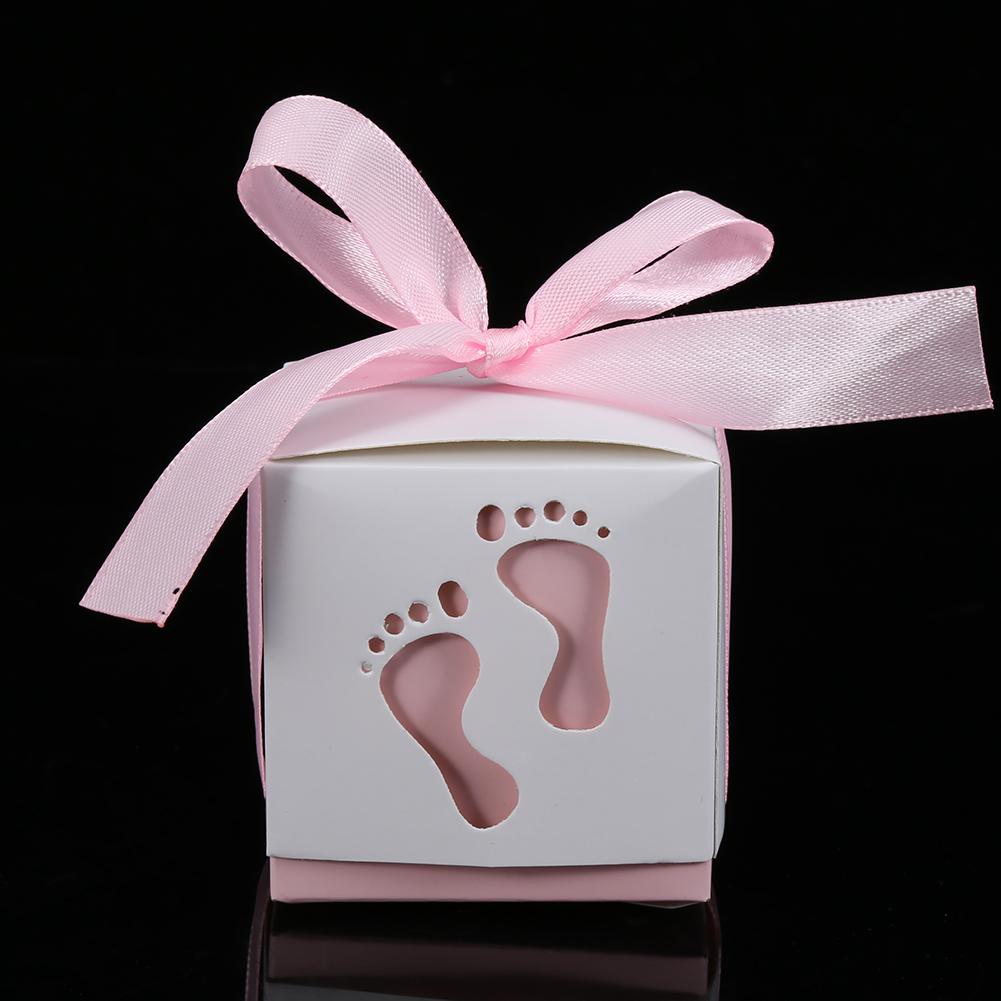 50 Pezzi Simpatico Scatola di Carta a Forma di Impronta di Piedino di Bambino Scatola per Caramelle Bomboniera Matrimonio Baby Shower