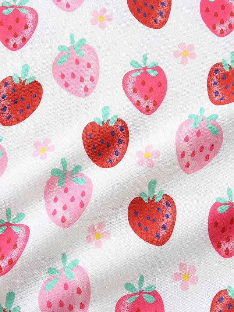 New Autumn Girls' Strawberry Pattern Hoodie, Round Neck Pullover, Kids' Cute Clothing