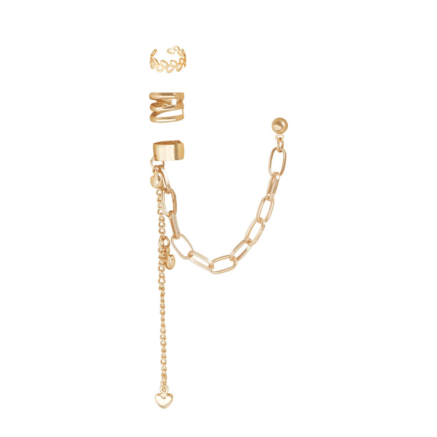 

Garland exquisite love U-shaped earclip earneedle light luxury sexy ins wind three-piece ear buckle золотой