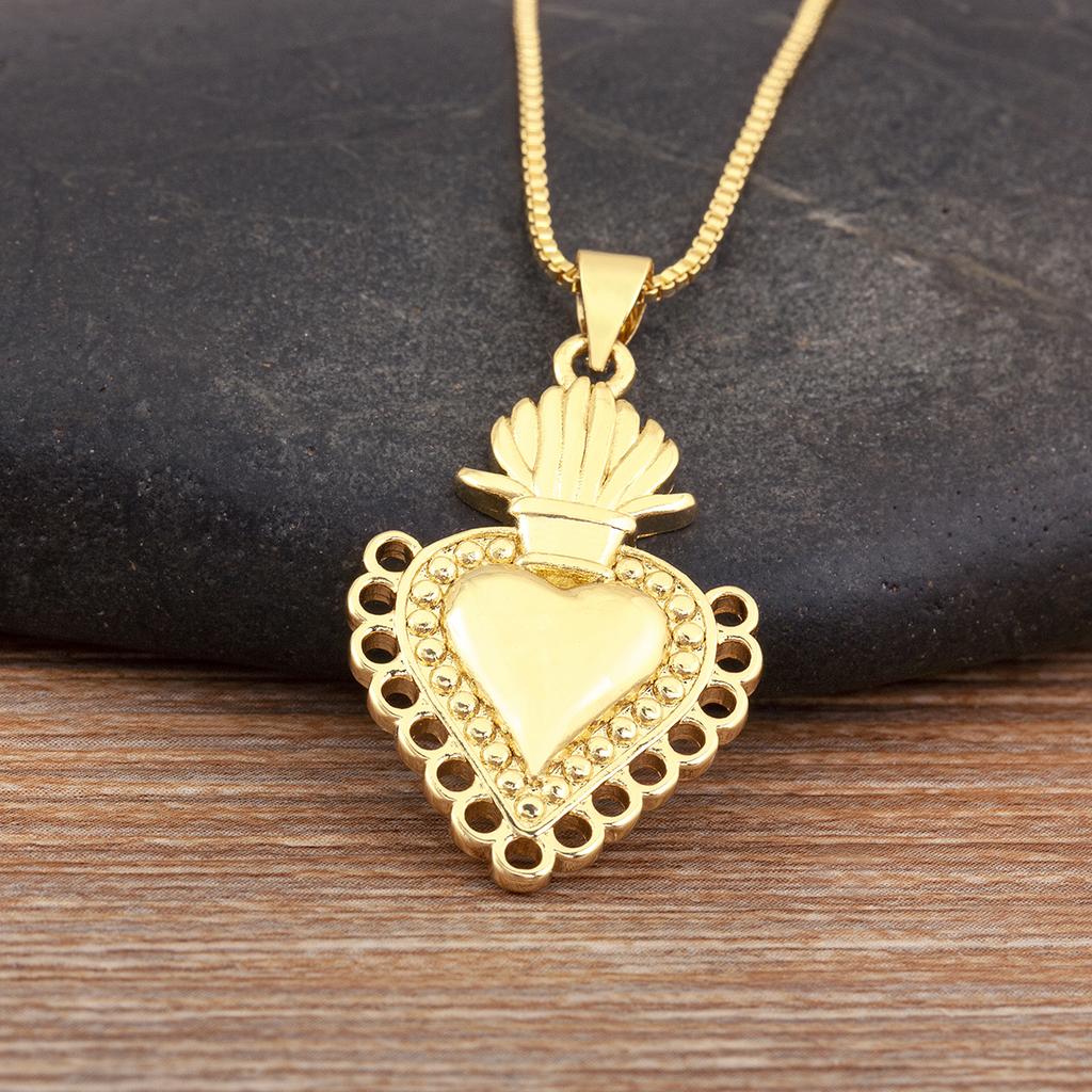 Nidin Hot Sale Romantic Sacred Heart Pendant Necklace For Female Male Irregular Geometric Shiny Crystal Zircon Fine Jewelry Gift