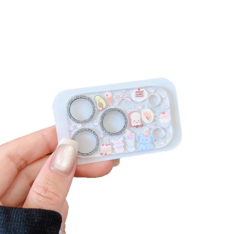 Cartoon Animal Glitter Camera Lens Protector Tempered Glass Anti Scratch Decor Phone Camera Cover Tempered Glass Protective Film