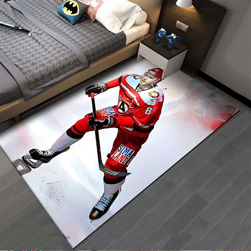 Hockey Player Red Uniform Carpet Suitable As a Non-slip Mat for the Living Room or Bedroom Sofa