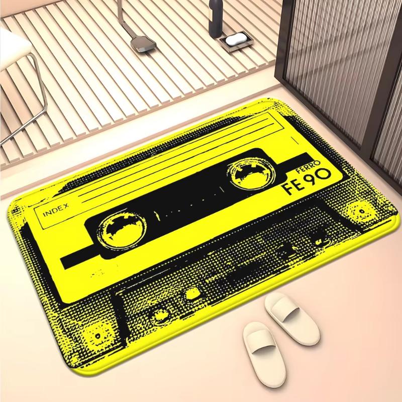 

Cartoon 90s Nostalgia Cassette Tape Print Mat, Funny Music Lover Doormat for Bedroom Living Room Indoor Kitchen Entryway Rug 40cm x 60cm