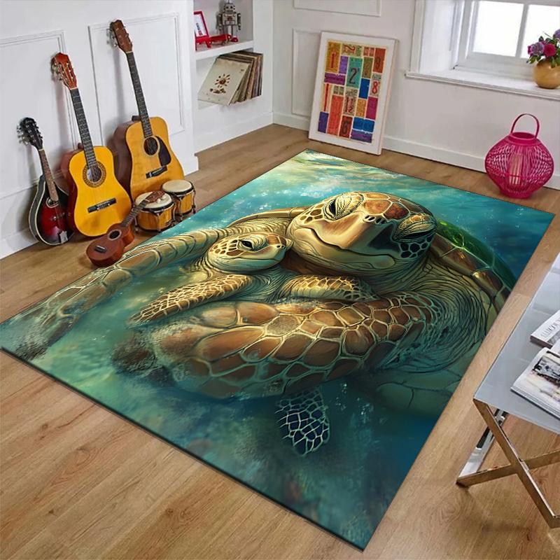Crystal Velvet Turtle Printed Area Rug Carpet for Bedroom, Living Room, Home Office Decor, Rugs Mat, Fashion Mat Rug for Bedside A84