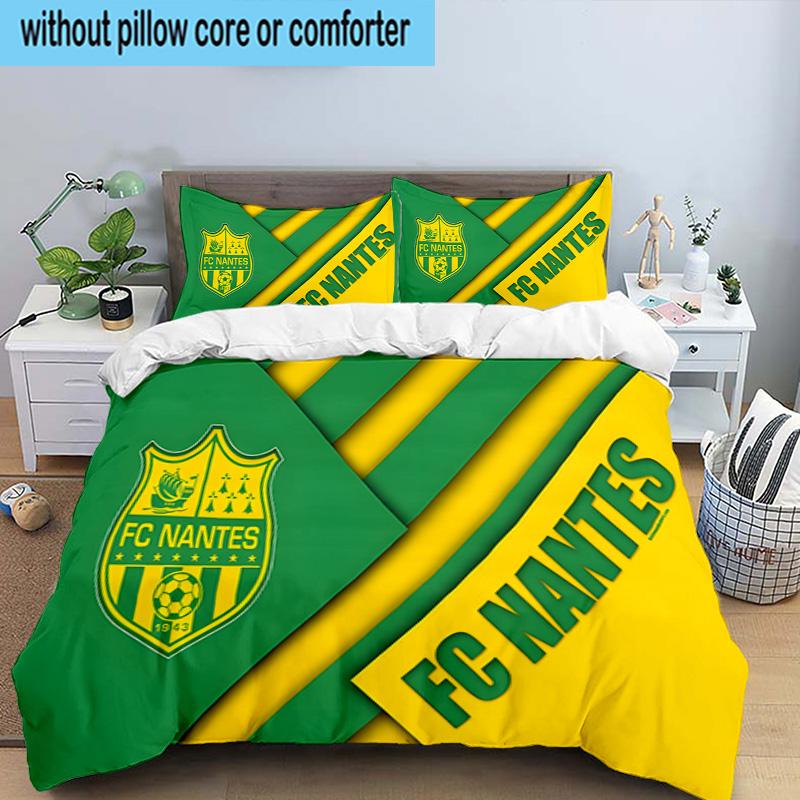 3PCS Fc Nantes Crest Design Printed Bedding Set, Includes A Duvet Cover and Two Pillowcases for Bedroom, Suitable for All Seasons