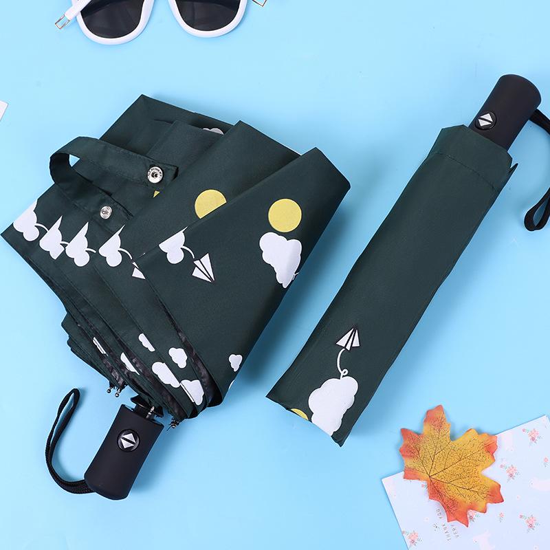 UV Black Glue Automatic Three-Fold Sun/Rain Dual-Use Umbrella with Logo Printing - Sun Protection & Rain Shield