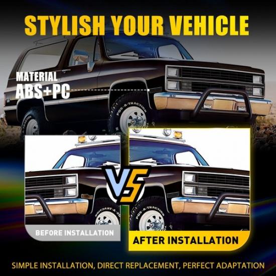 2PC Signal Marker Housing Side Cover Light For 1981-91 Chevrolet GMC Smoked Lens