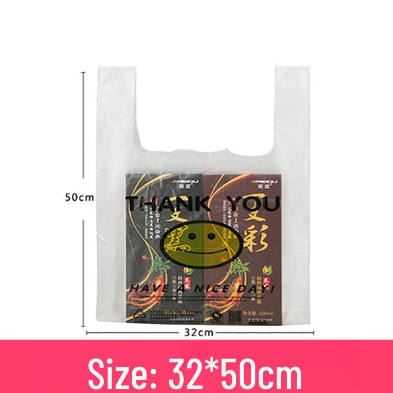Thickened Transparent Smiley Face Tote: Convenient Disposable Supermarket Bag for Takeaway