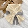 Short Scarf for Women Autumn and Winter Cross Knitted Scarf Korean Version Color Matching Winter Warm Lazy Neck Gaiter