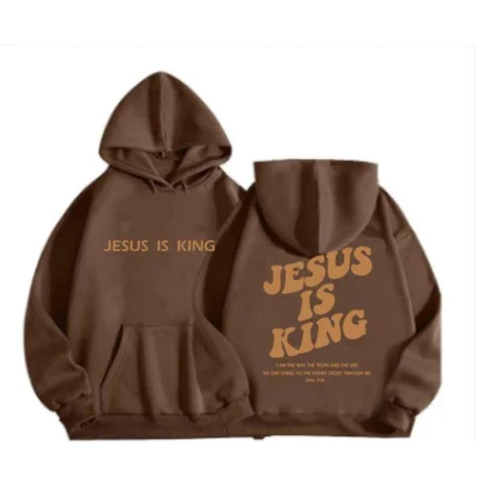 

Jesus IS King Patterned Printed Hooded Sweatshirt, Men s and Women s Loose Fitting Pullover,hip-hop Streetwear 5XL