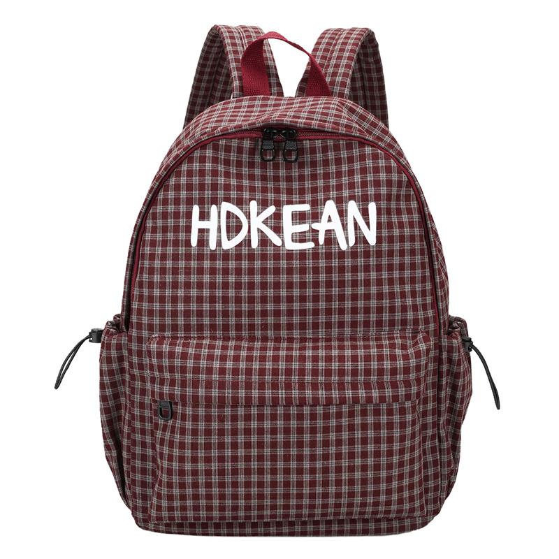 Junior School Bag Women's Check Backpack College Style Travel Backpack