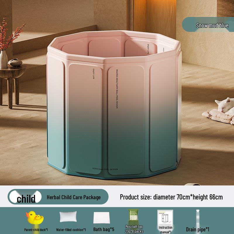 Portable Folding Bath Barrel for Adults & Children - PVC, No Installation Required