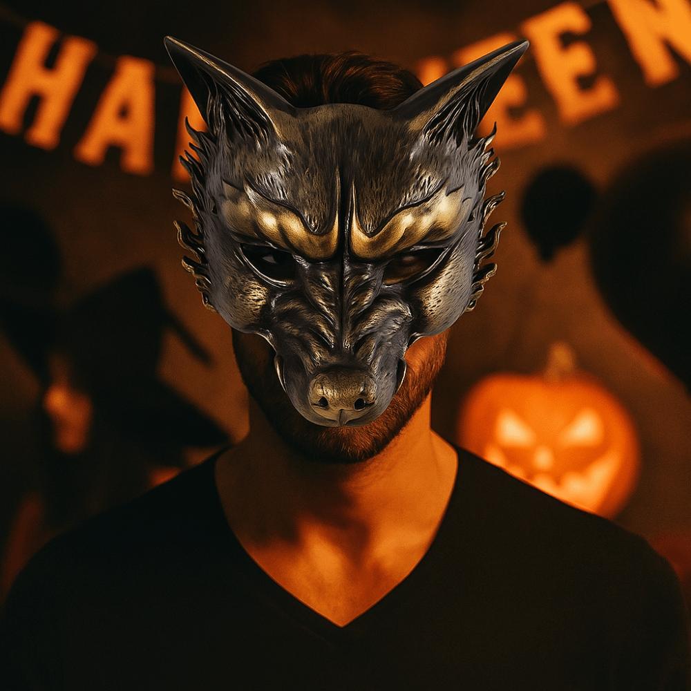Wolf Halloween Mask Half Face Cosplay Mask Punk Masquerade Mask  Carnival