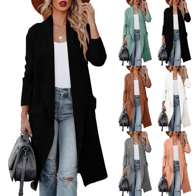 Cardigan tricoté décontracté à manches longues pour femmes, vêtements d'extérieur drapé, vestes ouvertes sur le devant