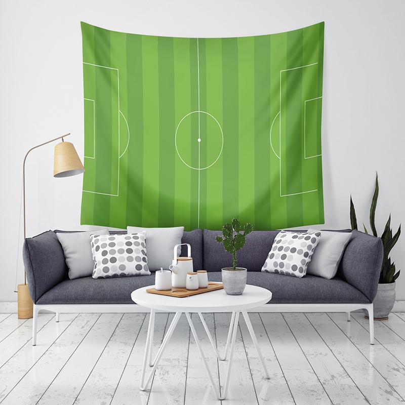 Green Football Field Tapestry Home Decor Wall Hanging Tapestry Bedroom Living Room Dormitory Decoration Soccer Pattern Tapestry 74x94cm(29x37in)