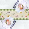 Hello Spring Gnomes Green Buffalo Plaid Table Runner 72 Inches Long, Gnome Decorations for Home, Burlap Spring Easter Floral Table Decor for Kitchen