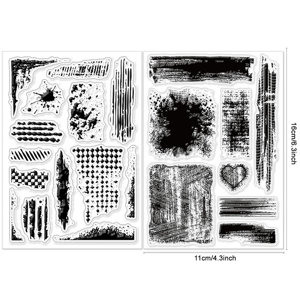 2Pcs 2 Styles Splodge PVC Clear Stamps for DIY Scrapbooking Photo Album Decorative Cards Making Stamp Sheets Mixed Shapes 160x110x3mm 1pc/style