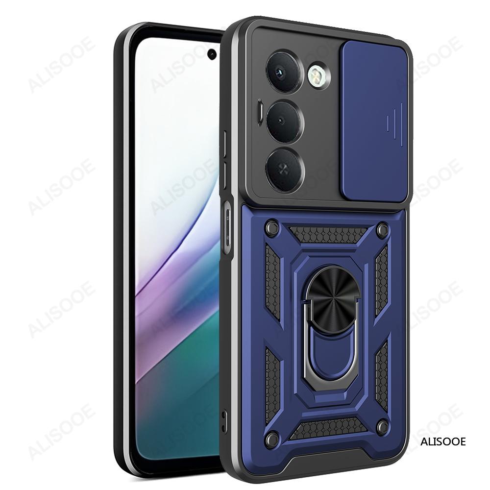 Dla Redmi 15 171mm Etui Przesuwana Kamera Pancerz Uchwyt Pierścieniowy Podpórka Ochrona Pokrowiec na Telefon Capa Funda