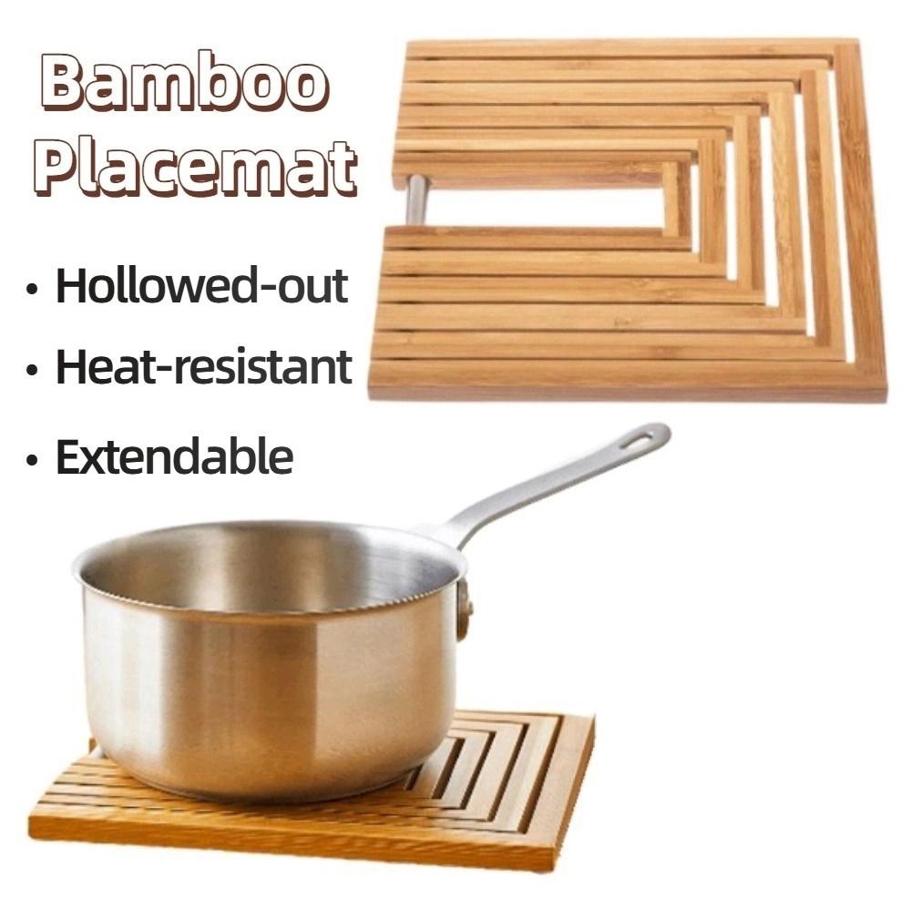 Hollowed-out Bamboo Placemat Natural Anti Scalding Mat Bamboo Heat Insulation Pad  Kitchen Use