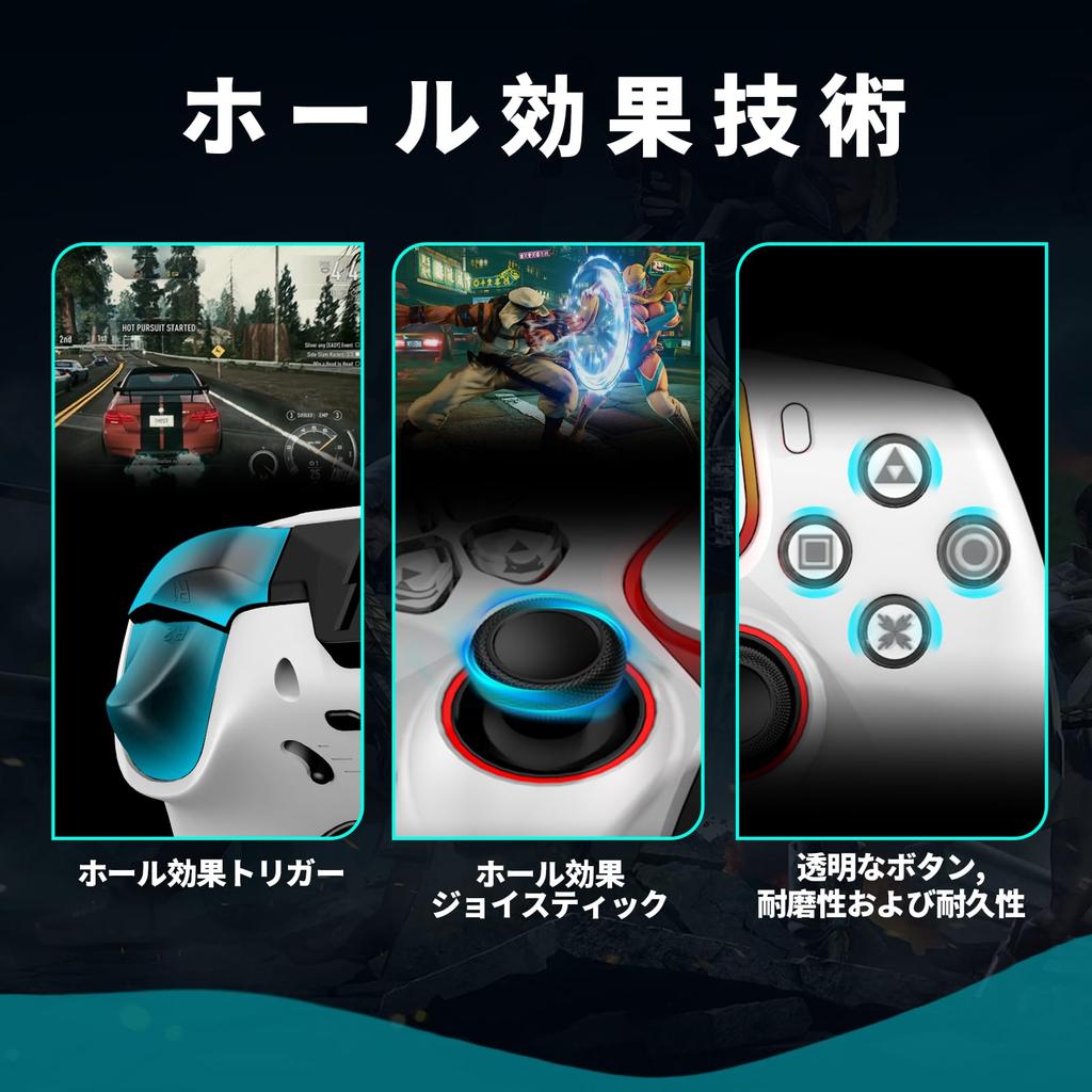 NBCP Wireless Grip [Compatible with PS4PS3PCiOSAndroid] with Rear Buttons, Hall Effect Triggers, Custom RGB Lighting, 1200mAh Battery, Turbo Fire,