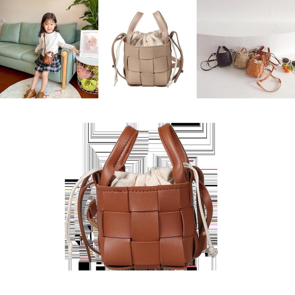 Childrens Crossbody Bag Pu Leather Fashion Weave For School Girls
