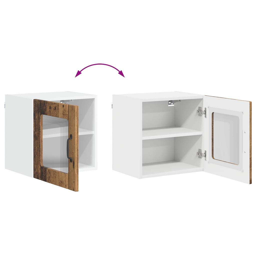 Wall Mounted Glass Cabinet LUCCA Rustic Wood Look 40 x 31 x 40 cm Particleboard
