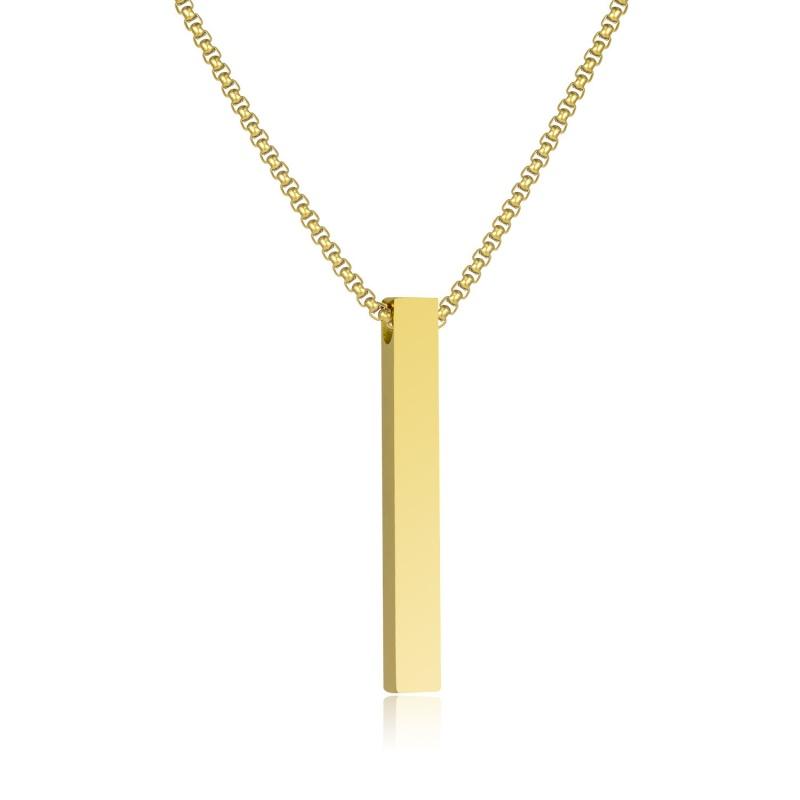 Simple Blank Copper Wishing Bar Pendant Necklace Charm Men Women Waterproof Dangle Vertical Cuboid Stick Zircon Gift