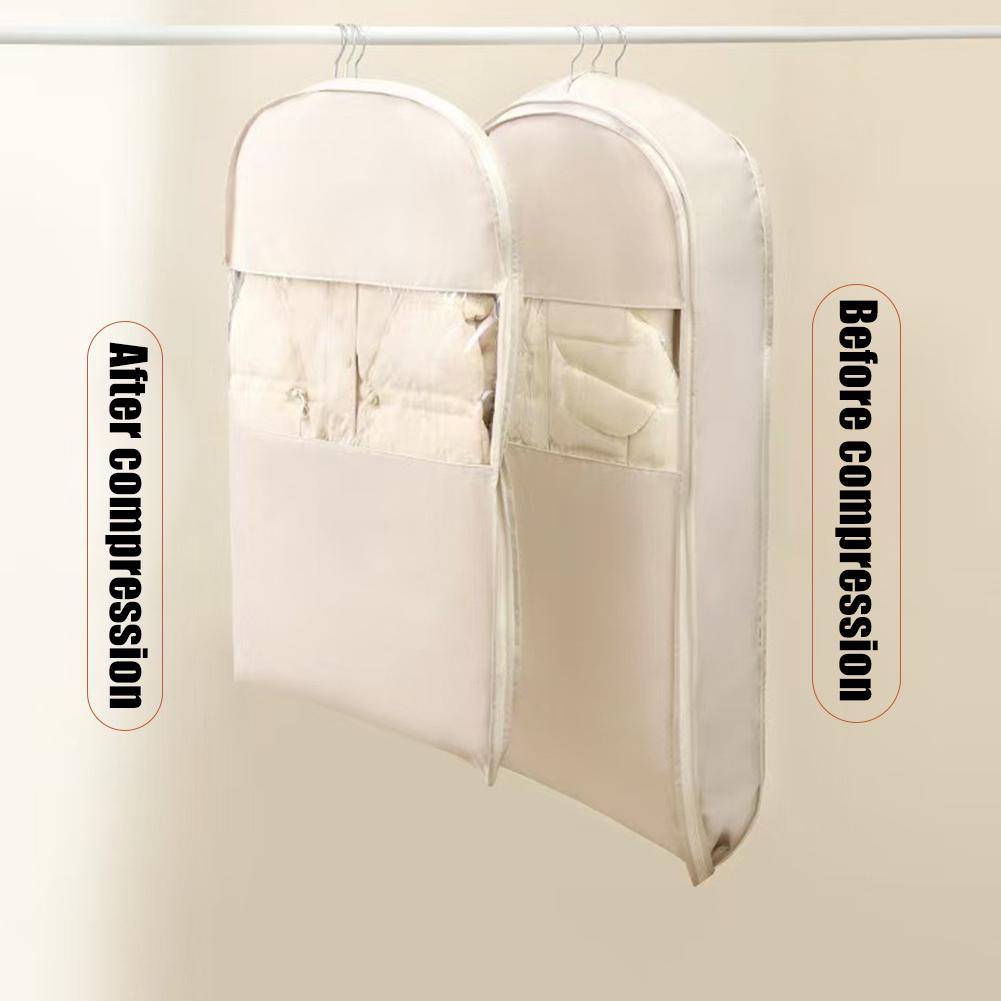 Space Saving Hanging Garment Bag With Self Compression Closet Zipper,Space Saver Organizers F0I1