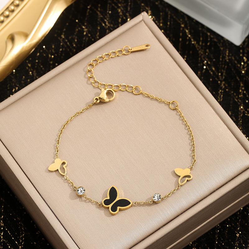 Hollow butterfly bracelet titanium steel trend fashion bracelet jewelry чёрный