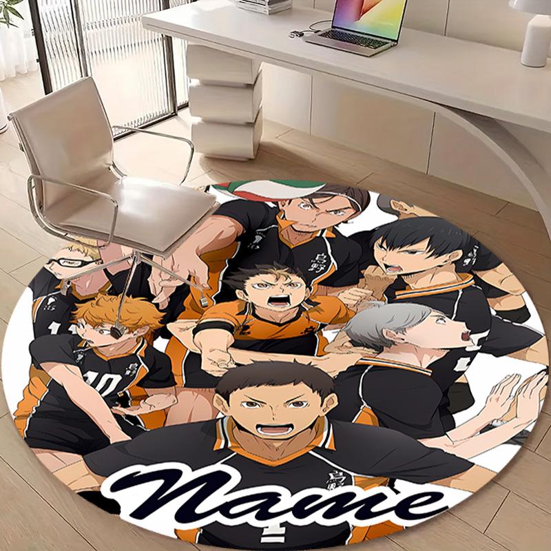 Personalized Haikyuu Round Chair Office Rug - Perfect for Mat, Office Chair & More - Ideal Gift for Birthdays and Holidays