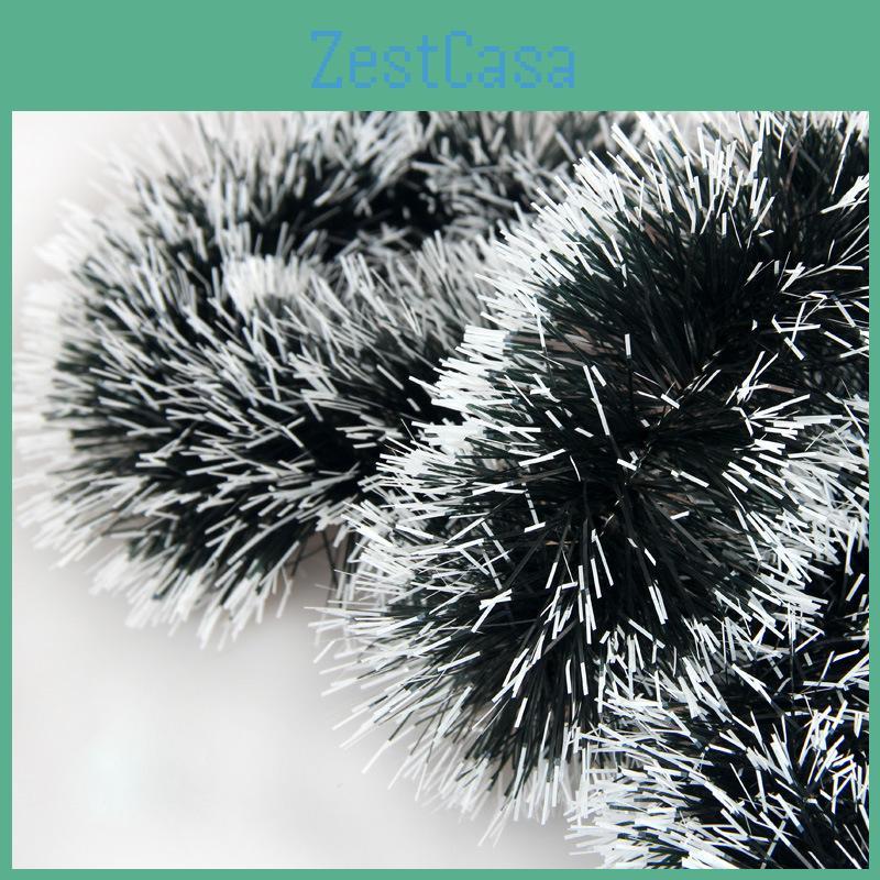 Festive 9cm Wide 2m Green And White Edged Tinsel Garland For Christmas Celebrations