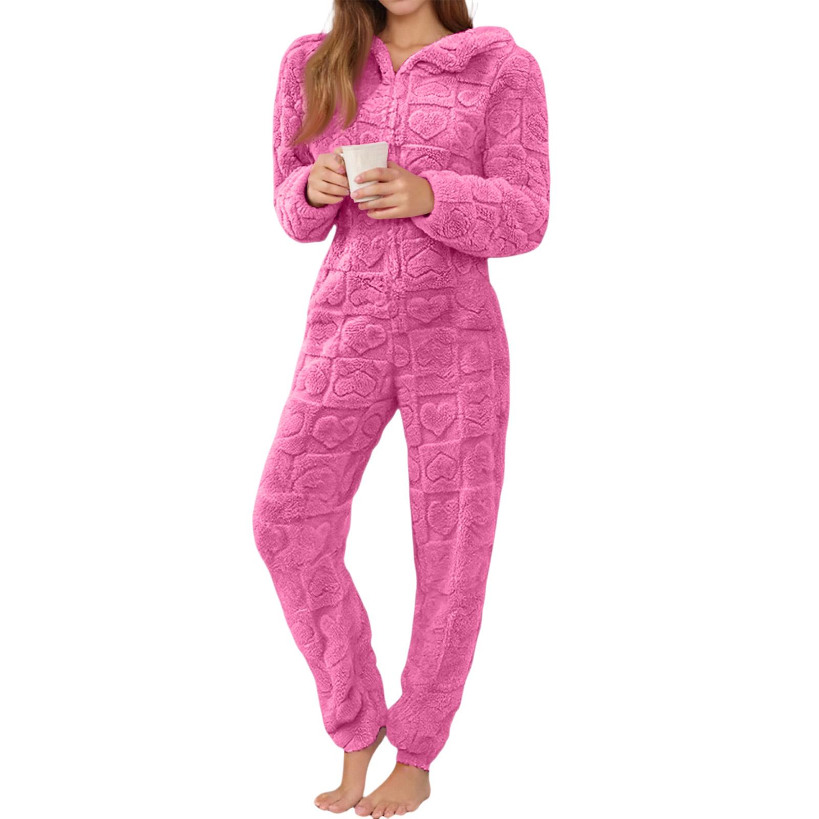 

Женская мода однотонная домашняя одежда плюшевый комбинезон с длинными рукавами и капюшоном пижама для отдыха L