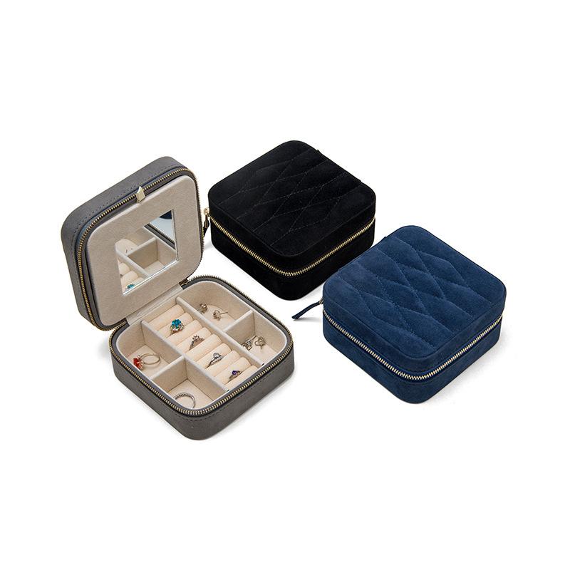 Luxury Custom Logo Velvet Green Luxury Jewelry Box Pendant Gift Necklace Earring Ring Jewellery Packaging Box Velvet&Velvet